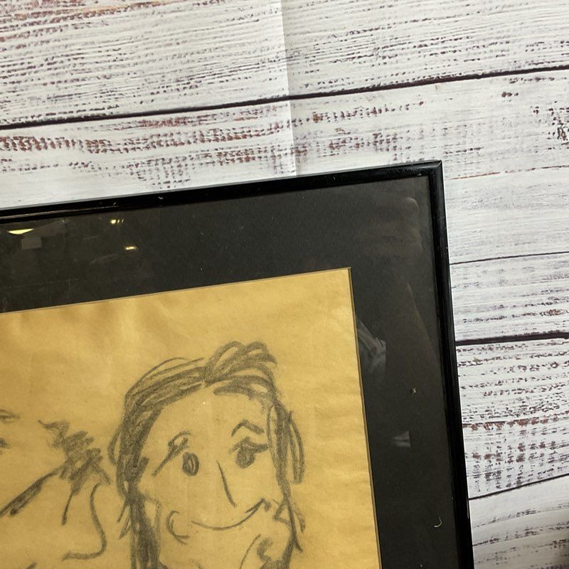 Signed VTG. DAVID SINGER? Expressionist Charcoal Sketch- FRAMED 16" X20"