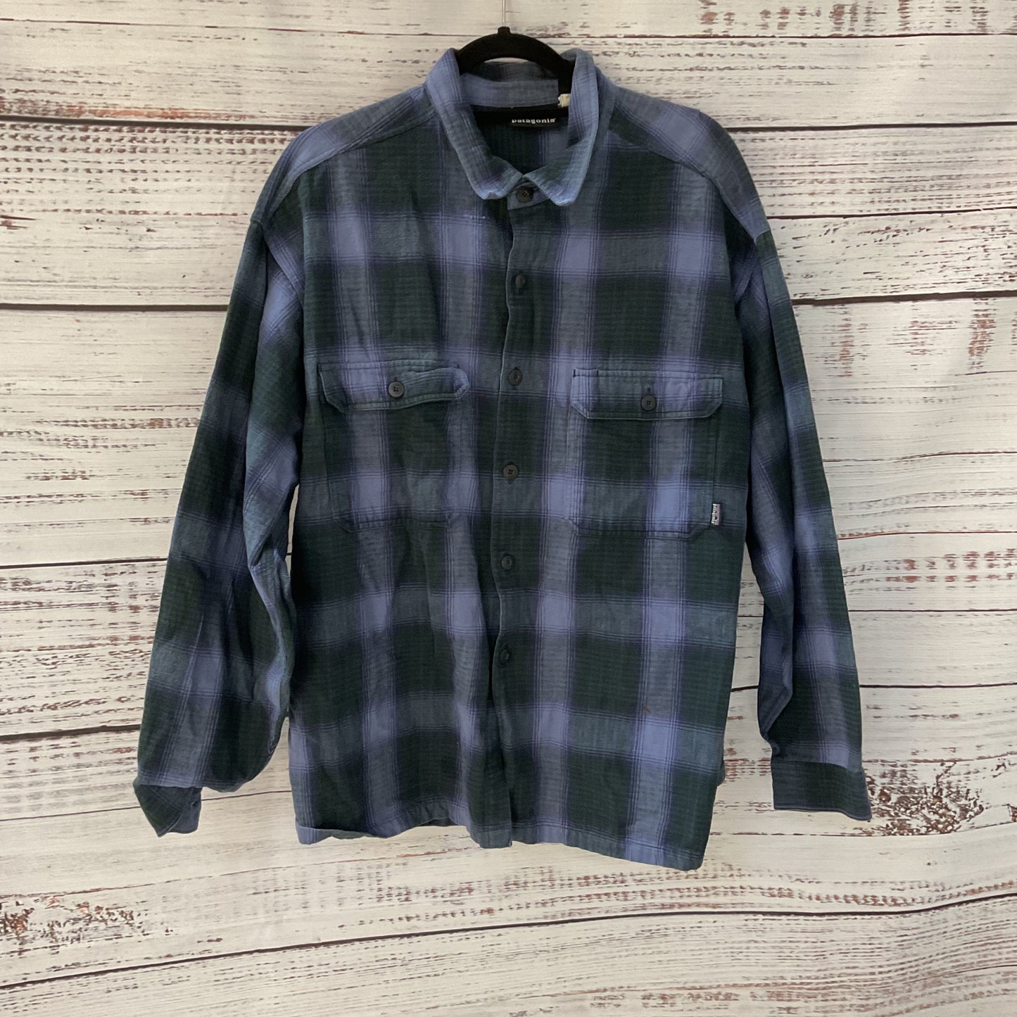 Patagonia Purple Green Plaid Long Sleeve Button Up Shirt - Size L