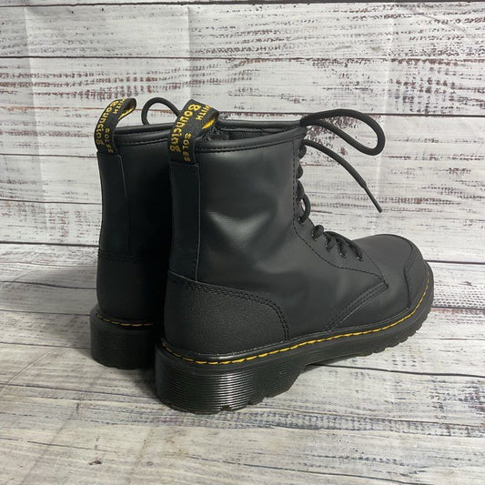 Dr. Martens 1460 Overlay Youth Black Leather Combat Boot Kid's 6 M/7 L