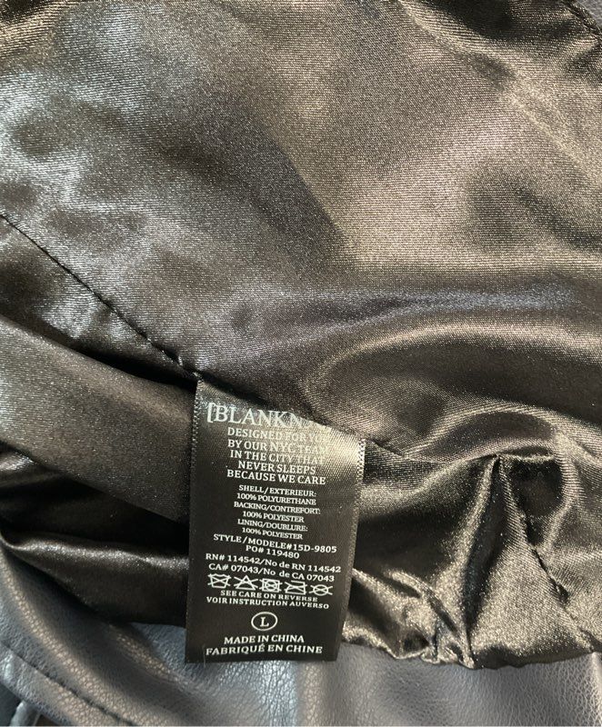 Women's Blank NYC Metallic Blue Biker Jacket Polyester - Size L