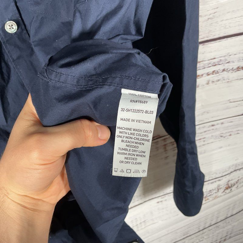 Todd Snyder Navy Classic Fit Button Up Dress Shirt - Size M