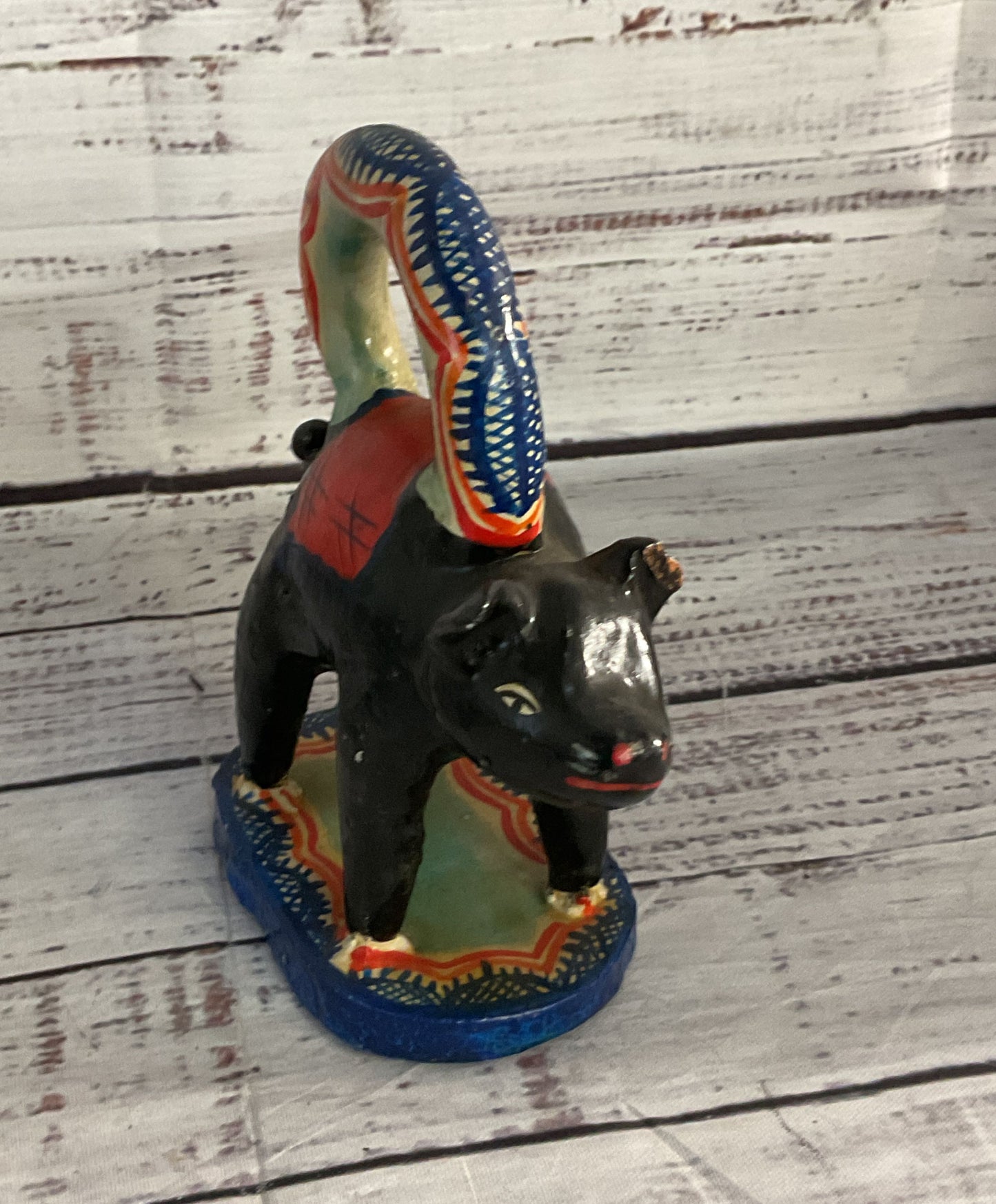 Handmade Mexico Tepetitlan Pig Figurines Multicolor