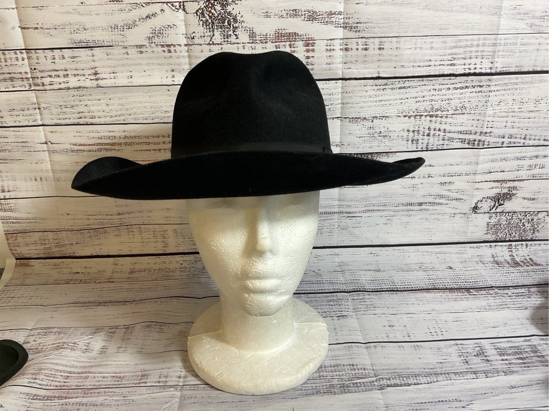 PRIMO HATTERS Women's Black Pluma Fedora Hat- SZ 22.25"
