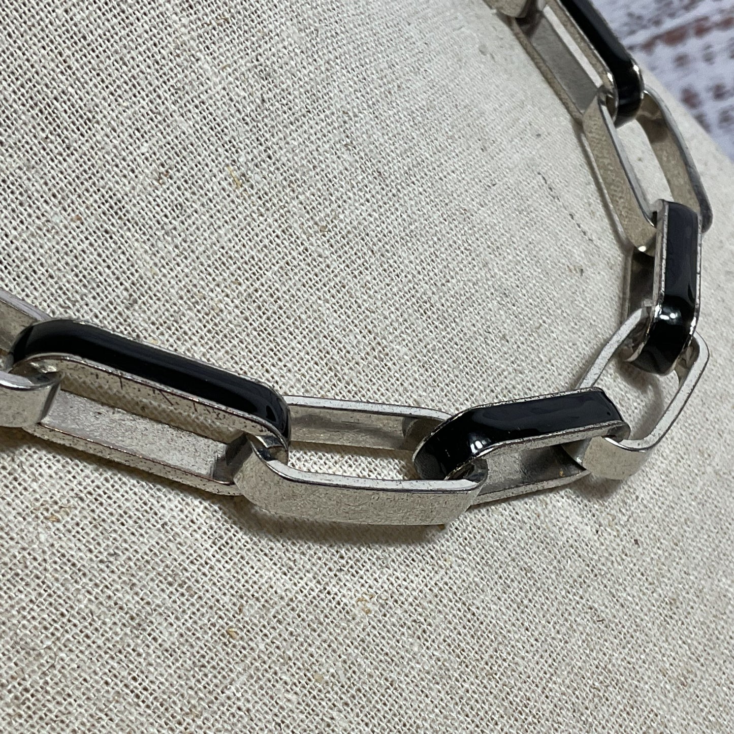 MARC JACOBS Gold Tone & Black Enamel Link Necklace- 19"