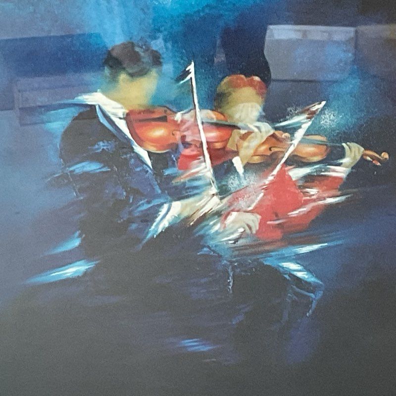 Pencil Signed VICTOR SPAHN "Violin Duo Concert" Serigraph- FRAMED 32.75" X 37.5"