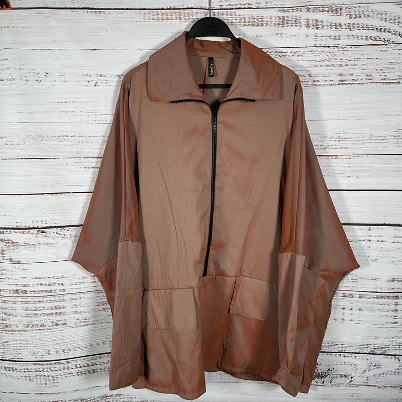 Babette Iridescent Rust Poncho Rain Jacket Oversized Medium