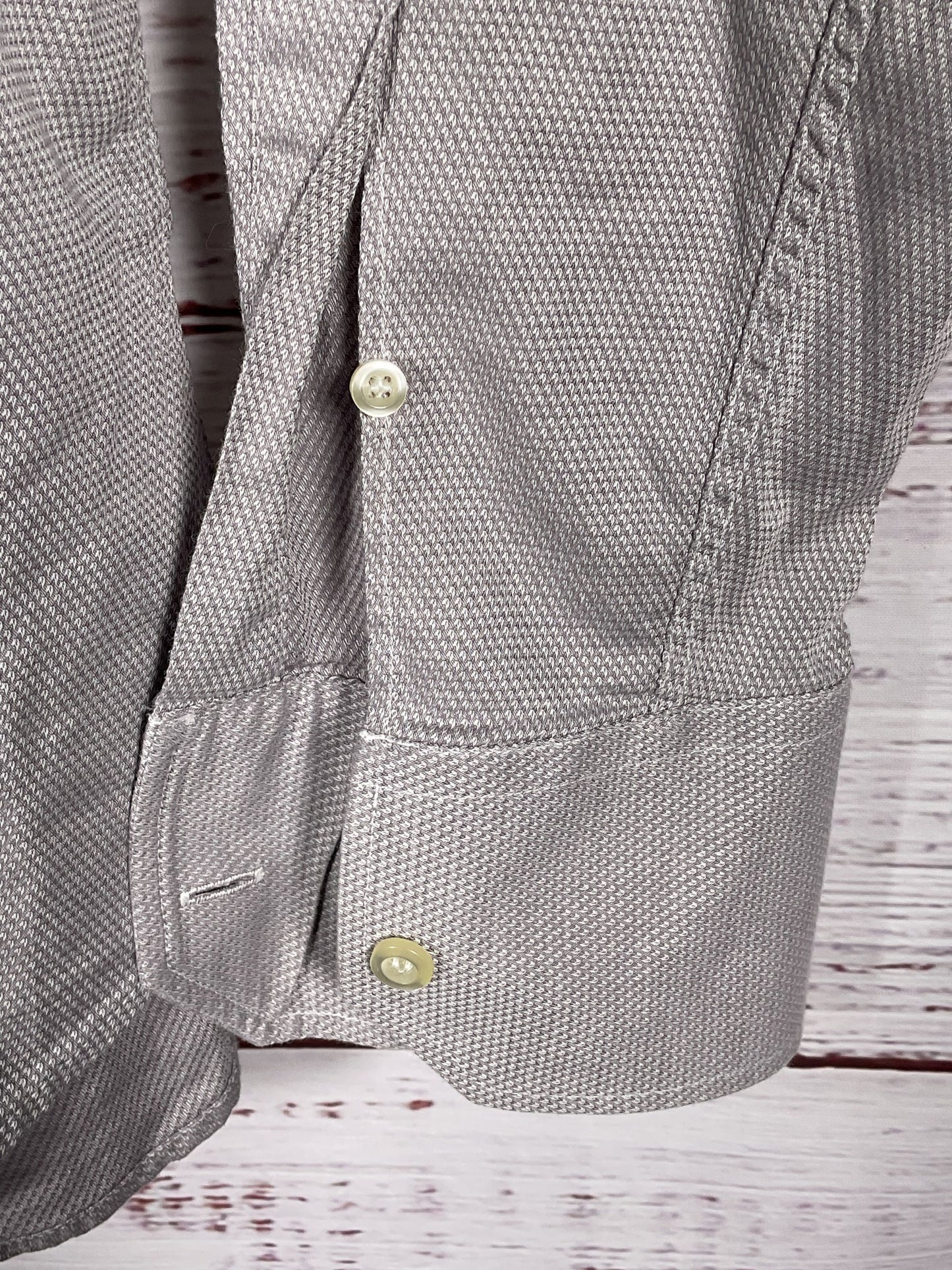 Emporio Armani Light Gray Long Sleeve Button Up Shirt - Size 43/17