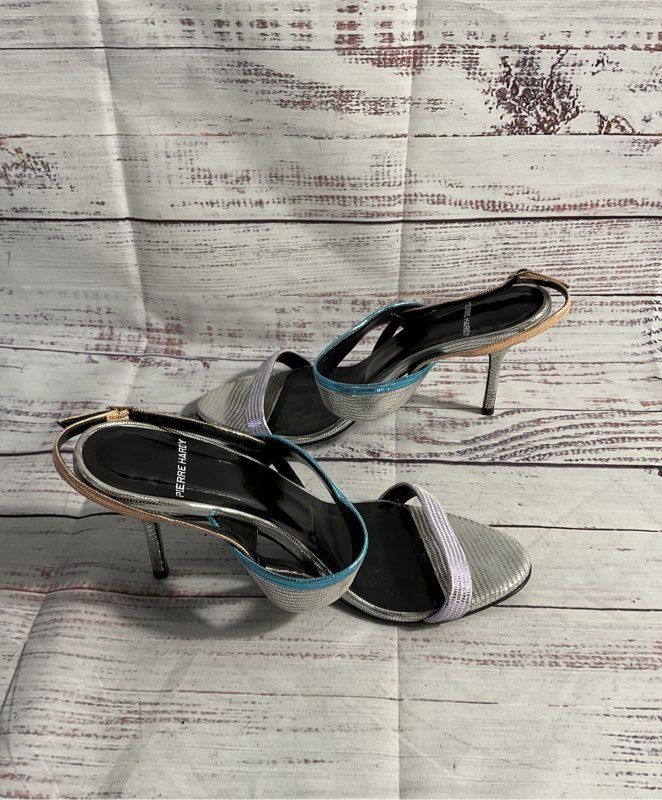 Pierre Hardy Women's Silver Scale Multicolor Slingback Heels Size 36.5 EU 6.5 US