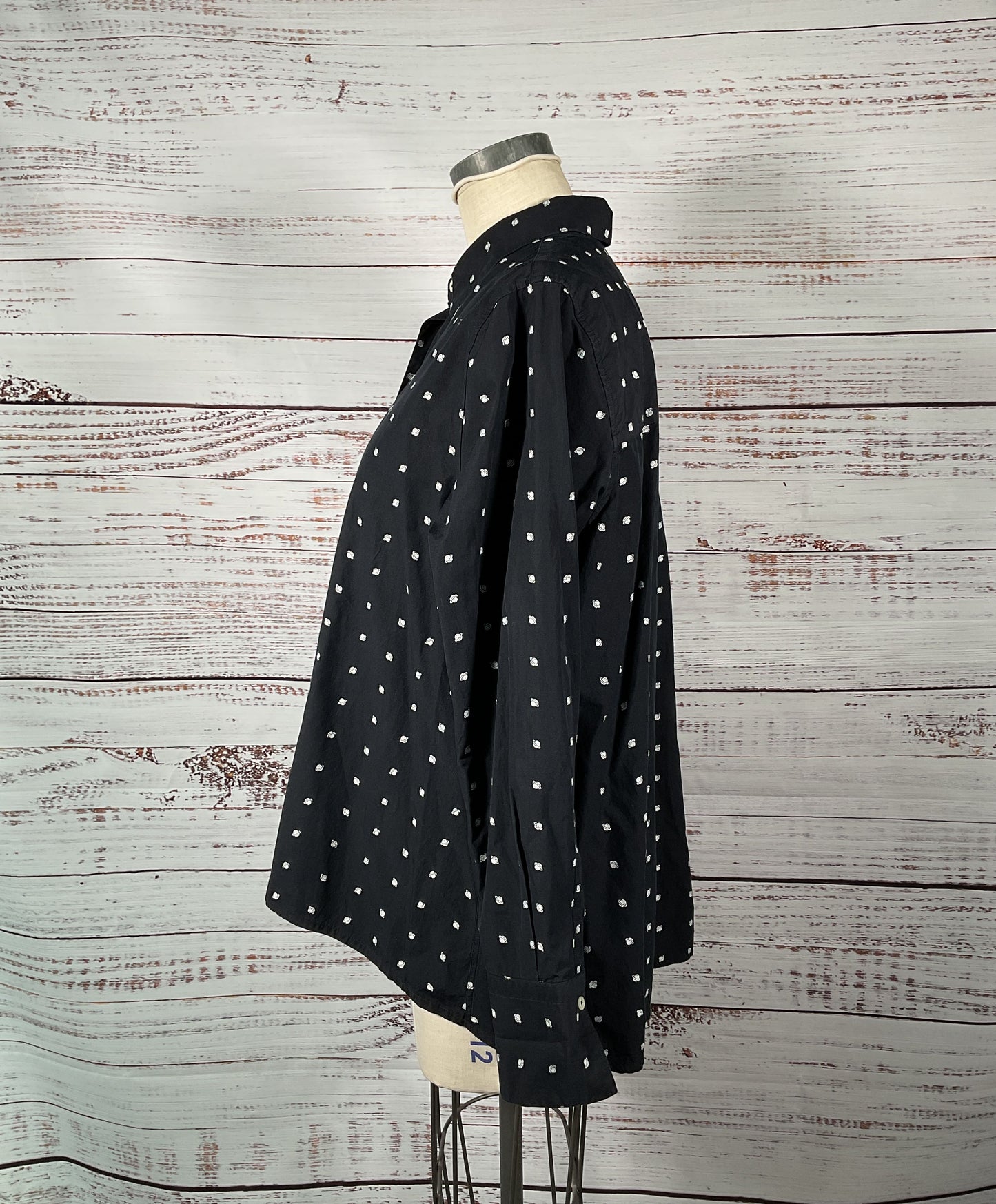 Poggianti Navy 100% Cotton Planet Saturn Embroidered Long Slv ButtonDown-Size 5
