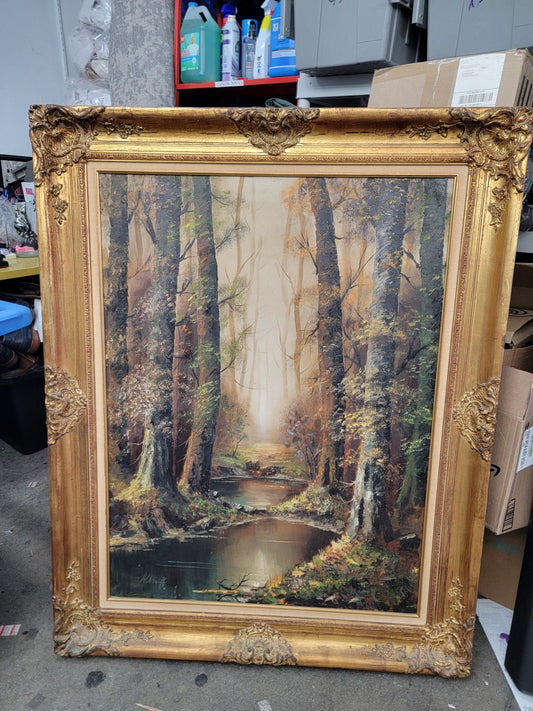 Signed VTG. EBERHARD ALTHOFF Landscape Oil Painting- FRAMED 40" x 50"
