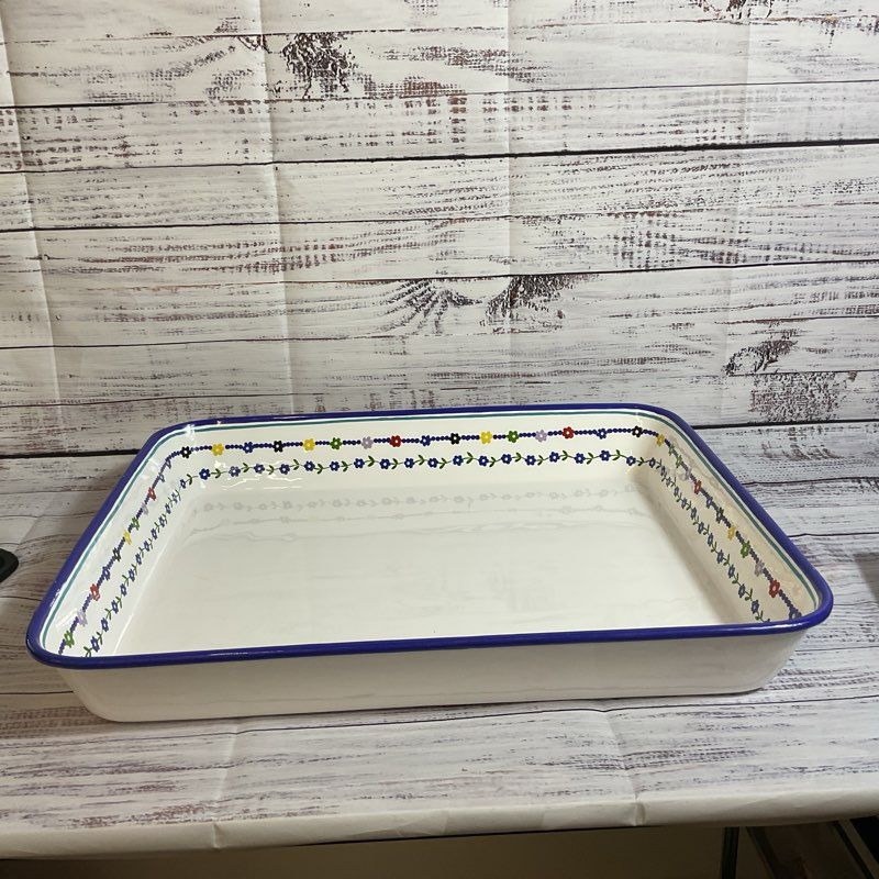 THE LAST LINE Large Rectangle Serving Tray Multi Floral Enamel- 15.25" X 18"