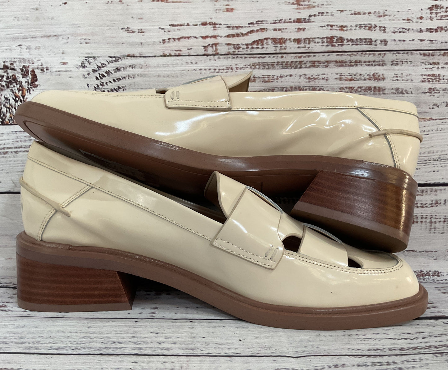 Franco Sarto Gene Women's Off White Leather Loafers Size 9.5