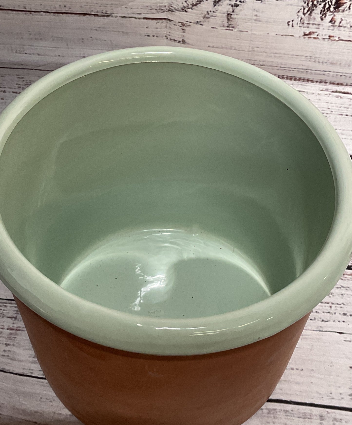 Modern Hand Made Medium Terracotta Container Green Brown
