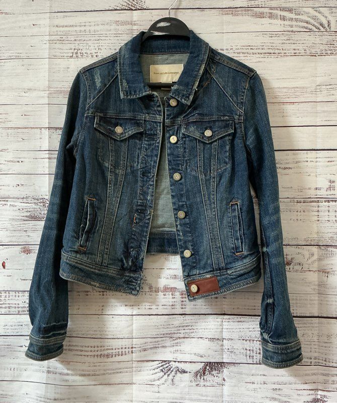 Women's Pilcro and the Letterpress Denim Jacket w/leather detail Size S
