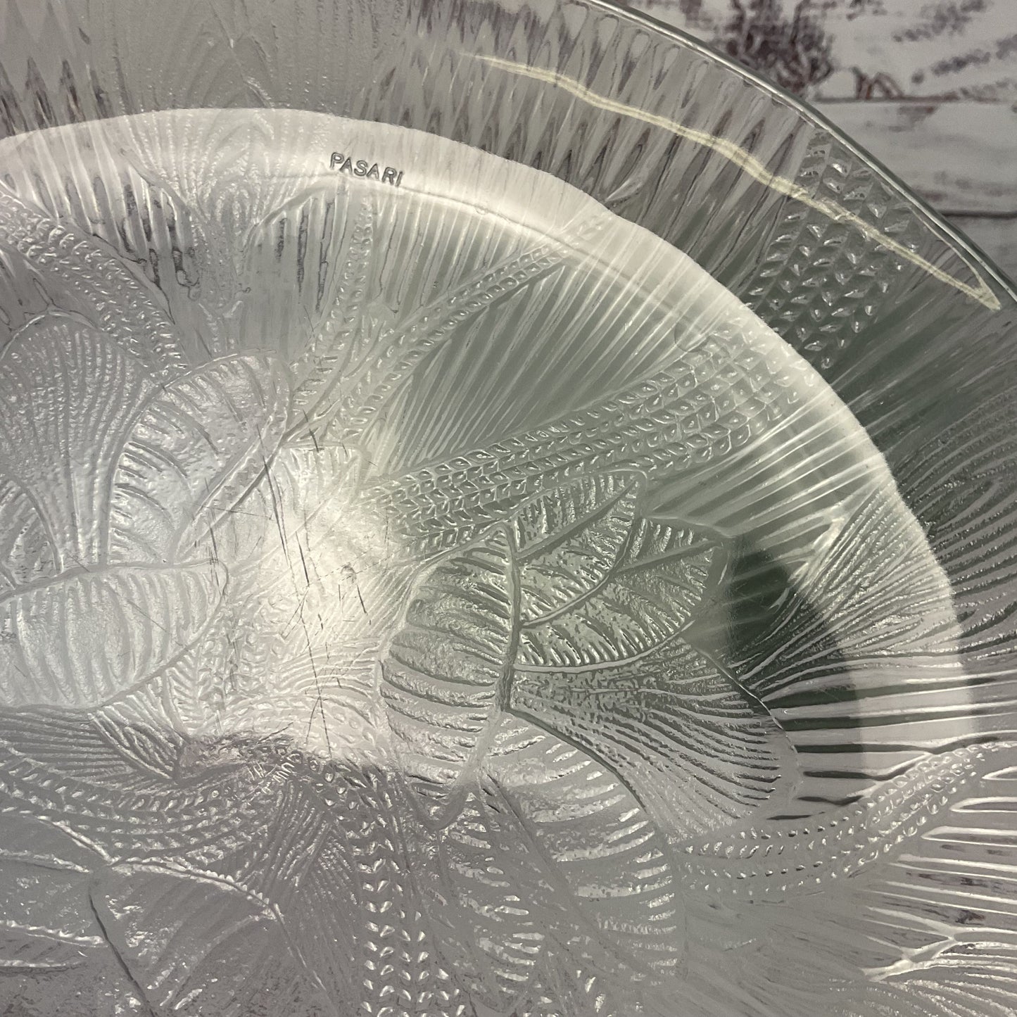 Pasari Indonesia Clear Crystal Glass Floral Design Lot Of 13 Dinner Plates 10"