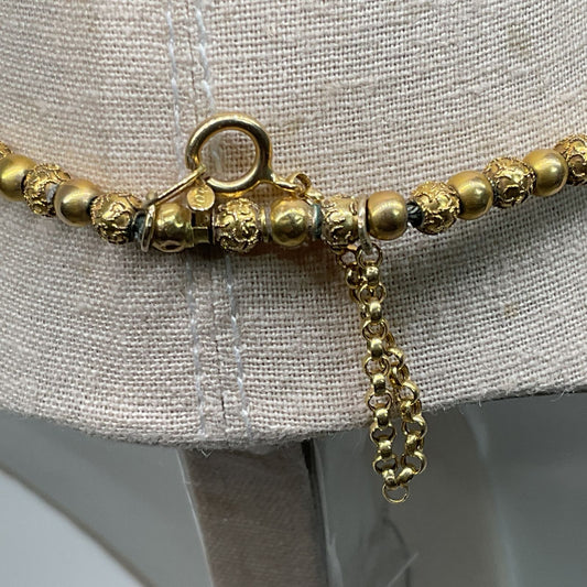 9K Yellow Gold Serpent Head Graduated Beaded 15.5" Necklace- 15.30g AS IS