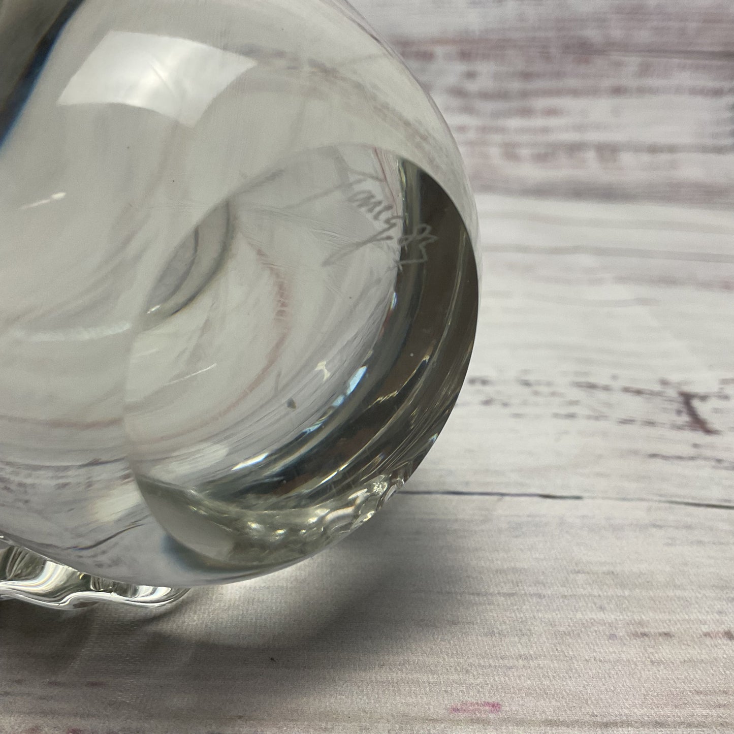 Vintage Clear Crystal Glass Apple Paperweight Sculptures 4" Tang Signed 1983