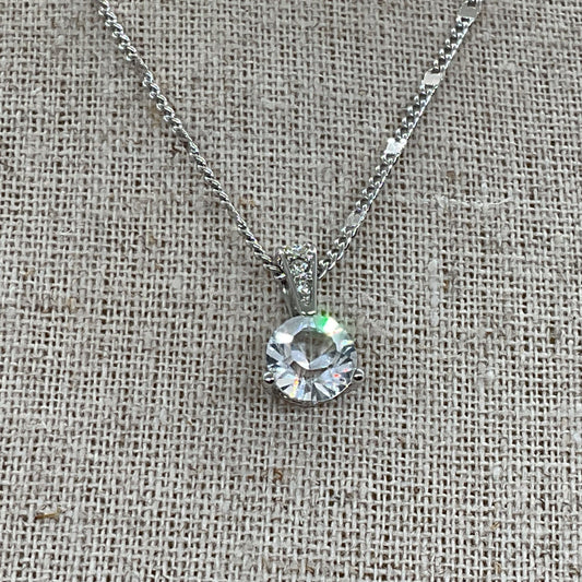 SWAROVSKI Silver Tone Crystal Pendant 18" Chain Necklace