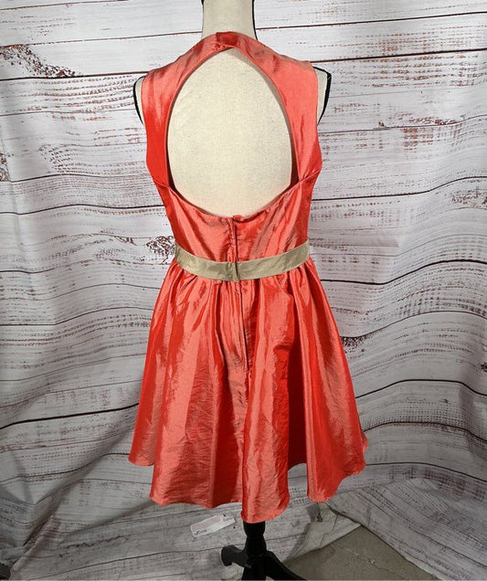 Women's Da Vinci Orange Taffeta Formal Dress with cut out back Size 12