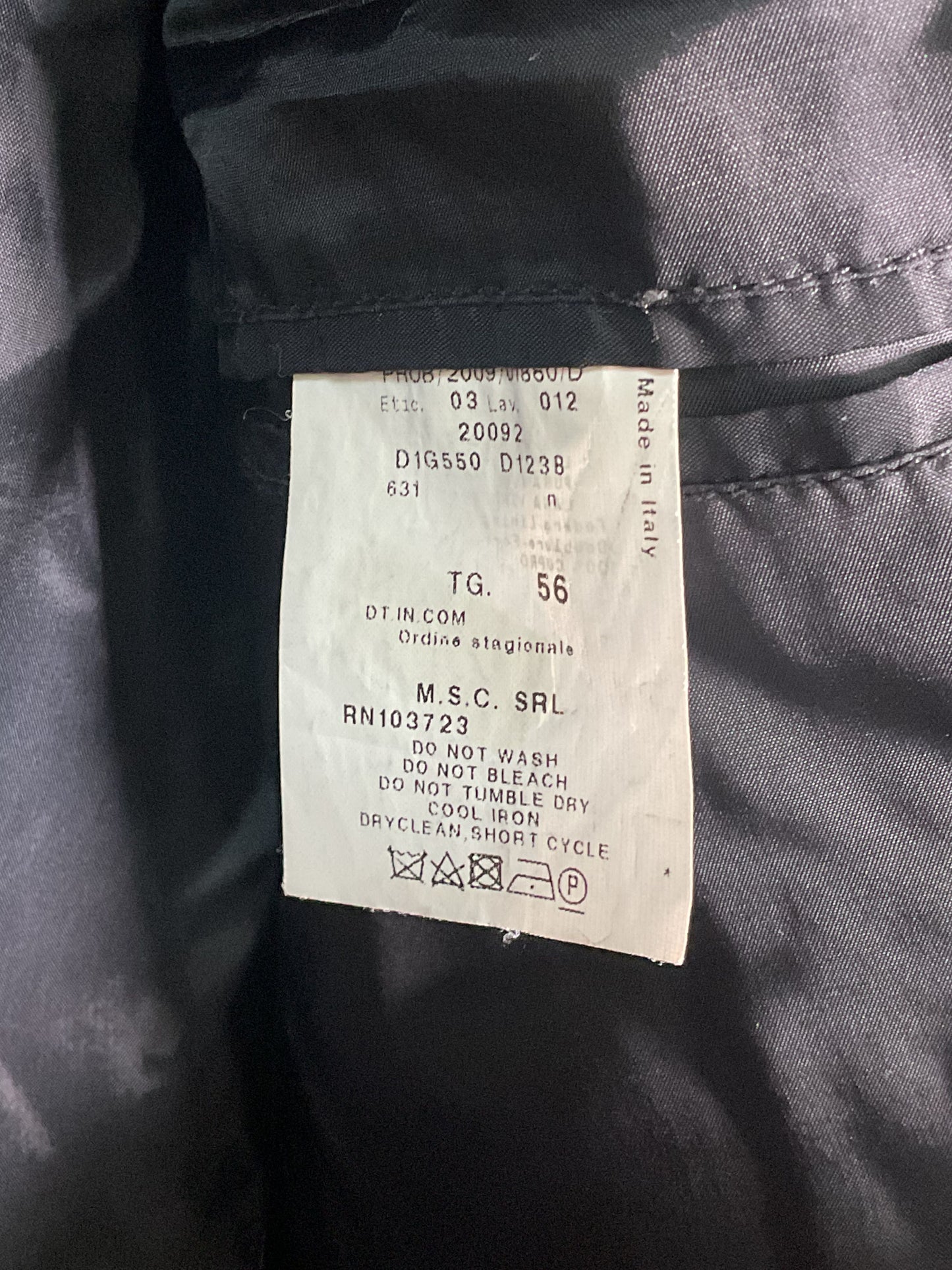 Emporio Armana Dark Gray Wool Button Up Coat - Size 56