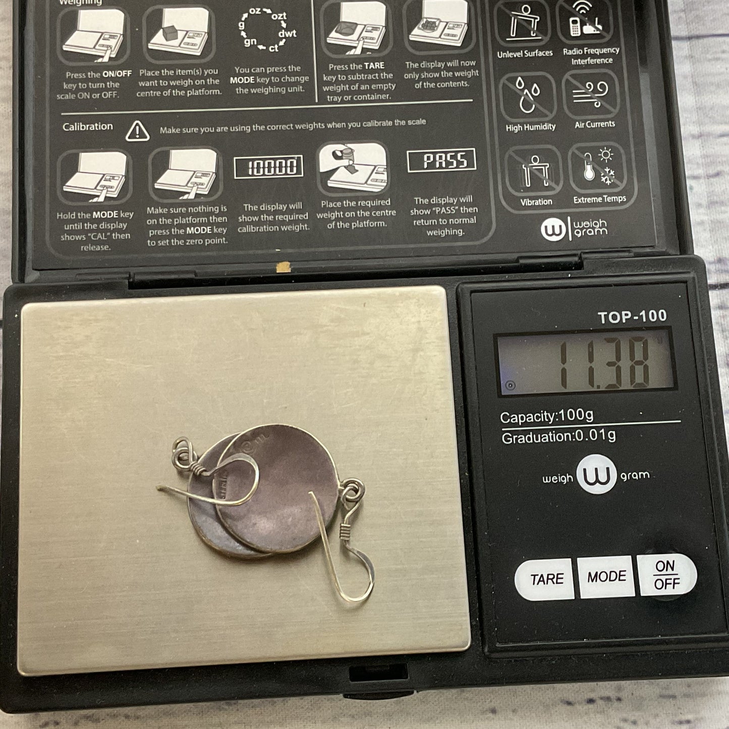 Signed VTG. Native Kokopelli Sterling Silver Dangle 1.75" Earrings- 11.38g