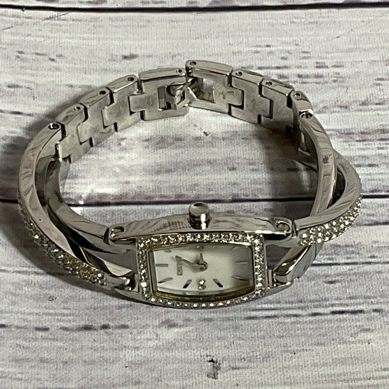 DKNY Women's Silver Tone Rhinestone Stainless Watch- 5.75"