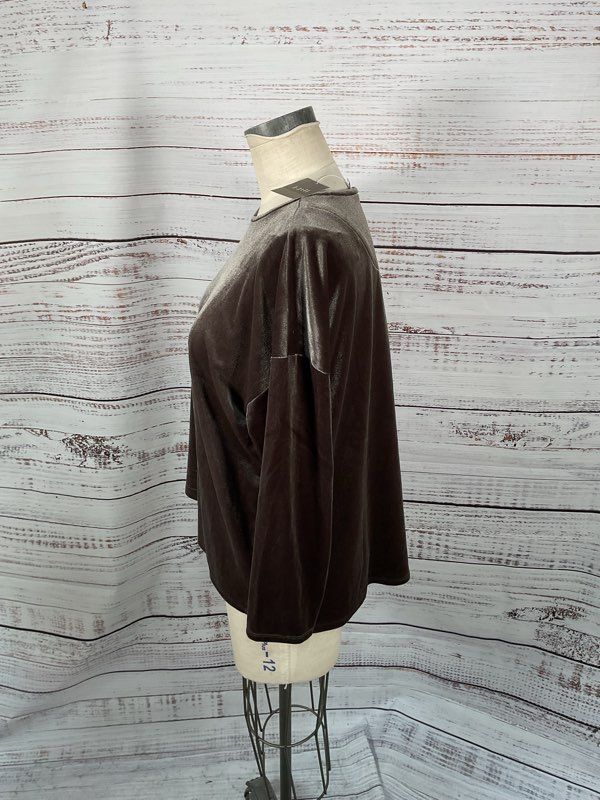 NWT J Jill Metallic Mocha Polyester Blend Pullover Blouse - Size XL Petite