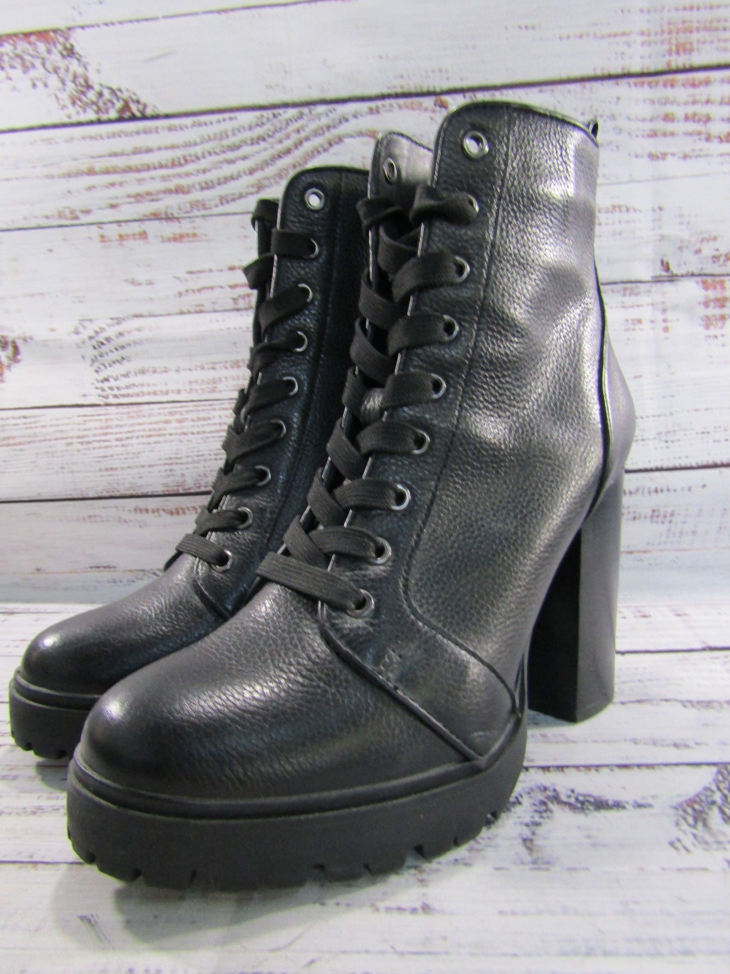 Steve Madden Laurie Women's Black Leather Ankle Zip Boots Size 8