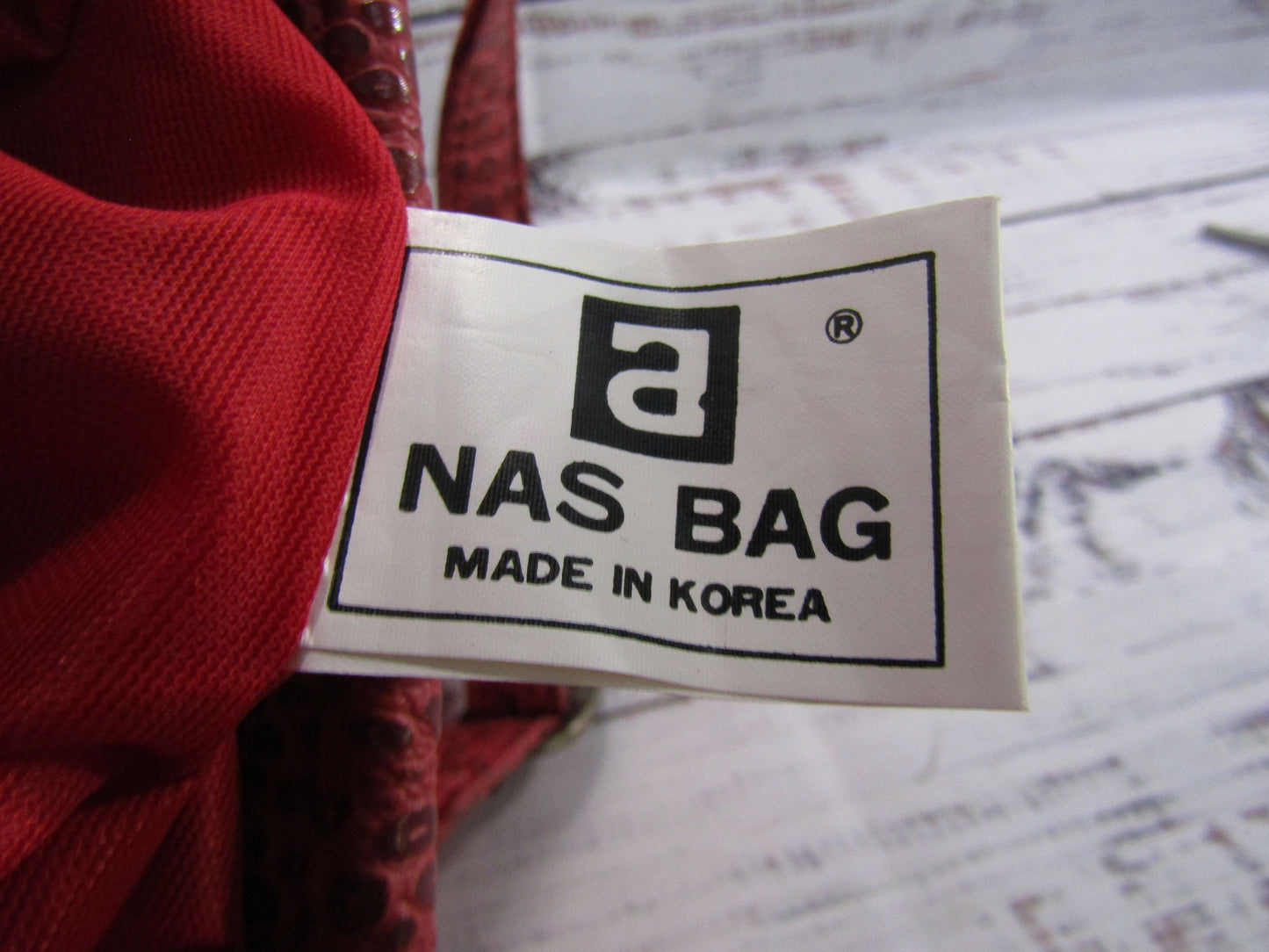 Vintage 1980's NAS Women's Red Leather Multi Print Shoulder Bag
