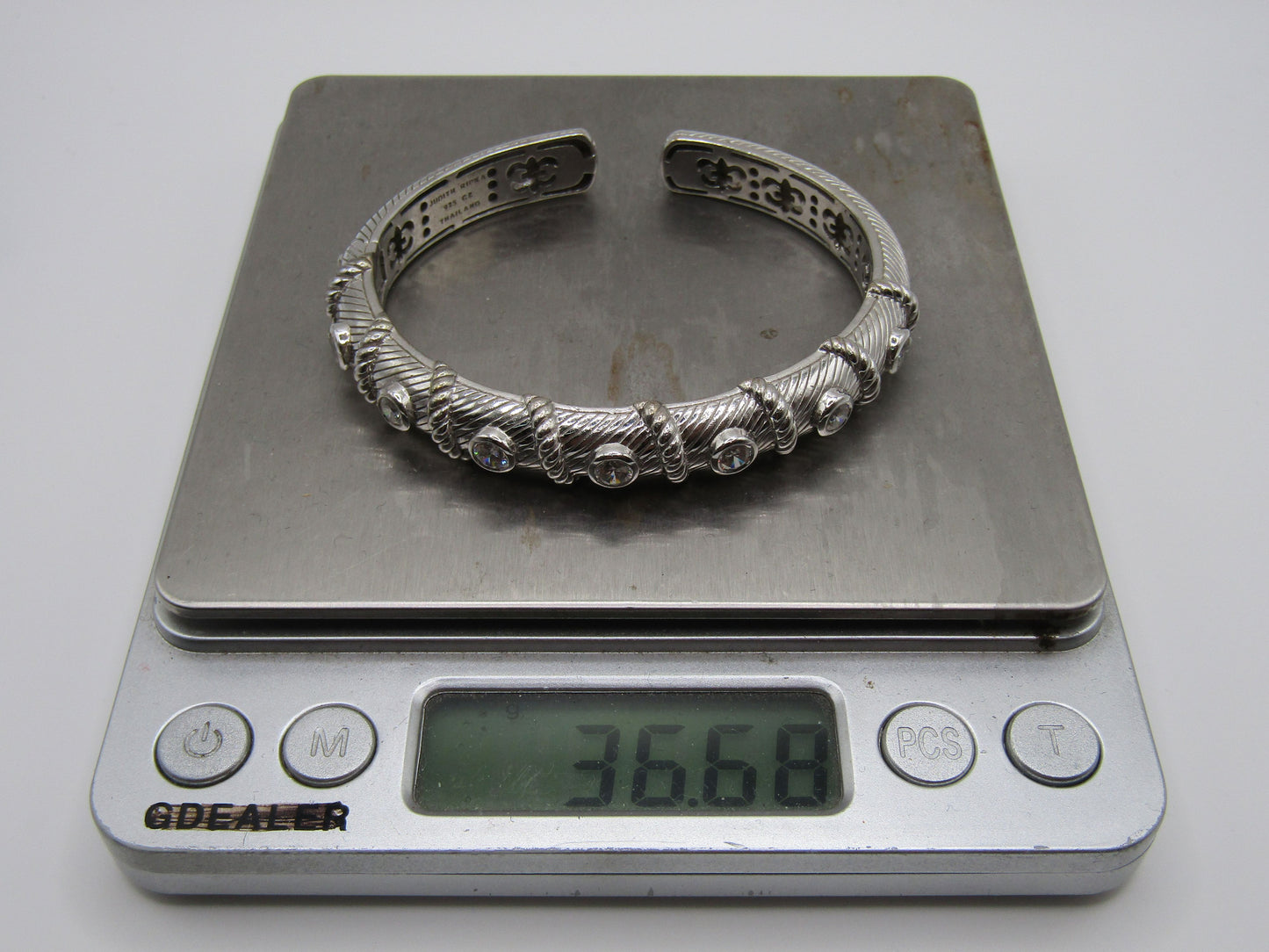 Judith Ripka Sterling Silver Cable Hinge Cuff Bracelet