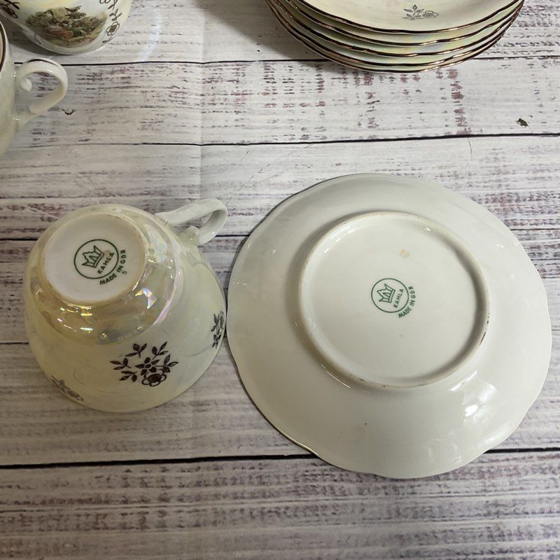 VTG. KAHLA Madonna Iridescent Cups And Saucers- SET OF 6