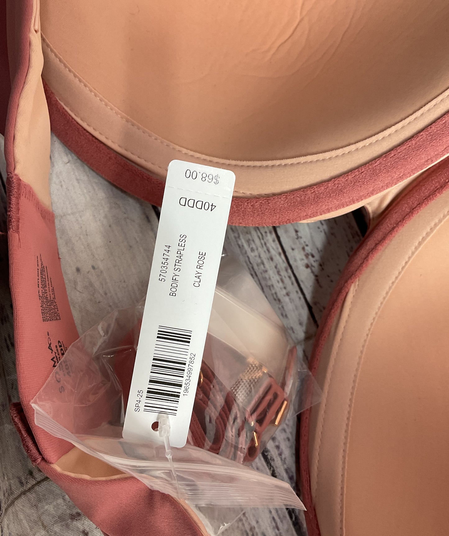 Soma Bodify Convertible Strapless Bra Clay Rose 40DDD