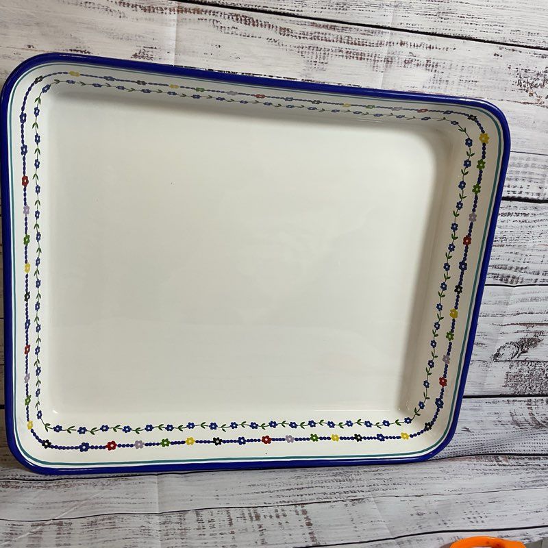 NEW THE LAST LINE Large Rectangle Serving Tray Multi Floral Enamel- 15.25" X 18"