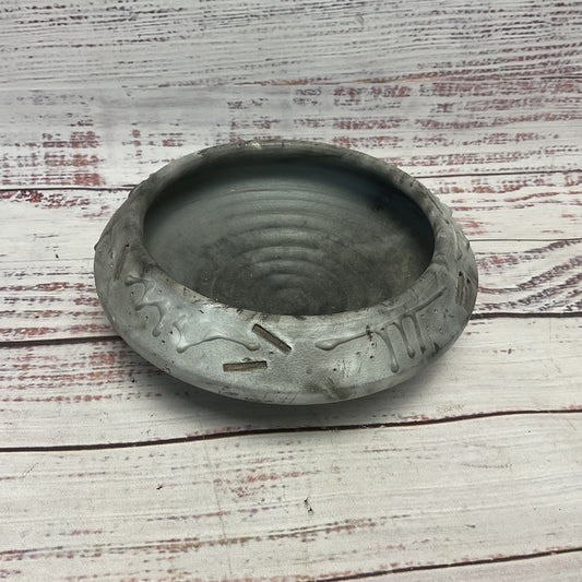 Nell Devitt Ceramic Grey Hand Thrown Abstract Design Small Trinket Bowl 6"