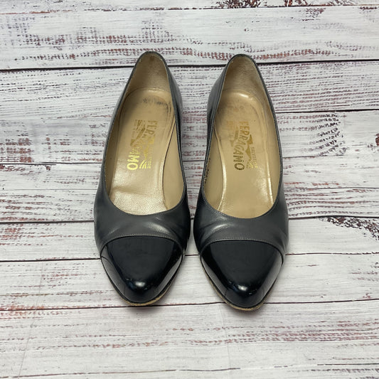 Salvatore Ferragamo Graphite Grey Black Stiletto Heel Women Size 7.5