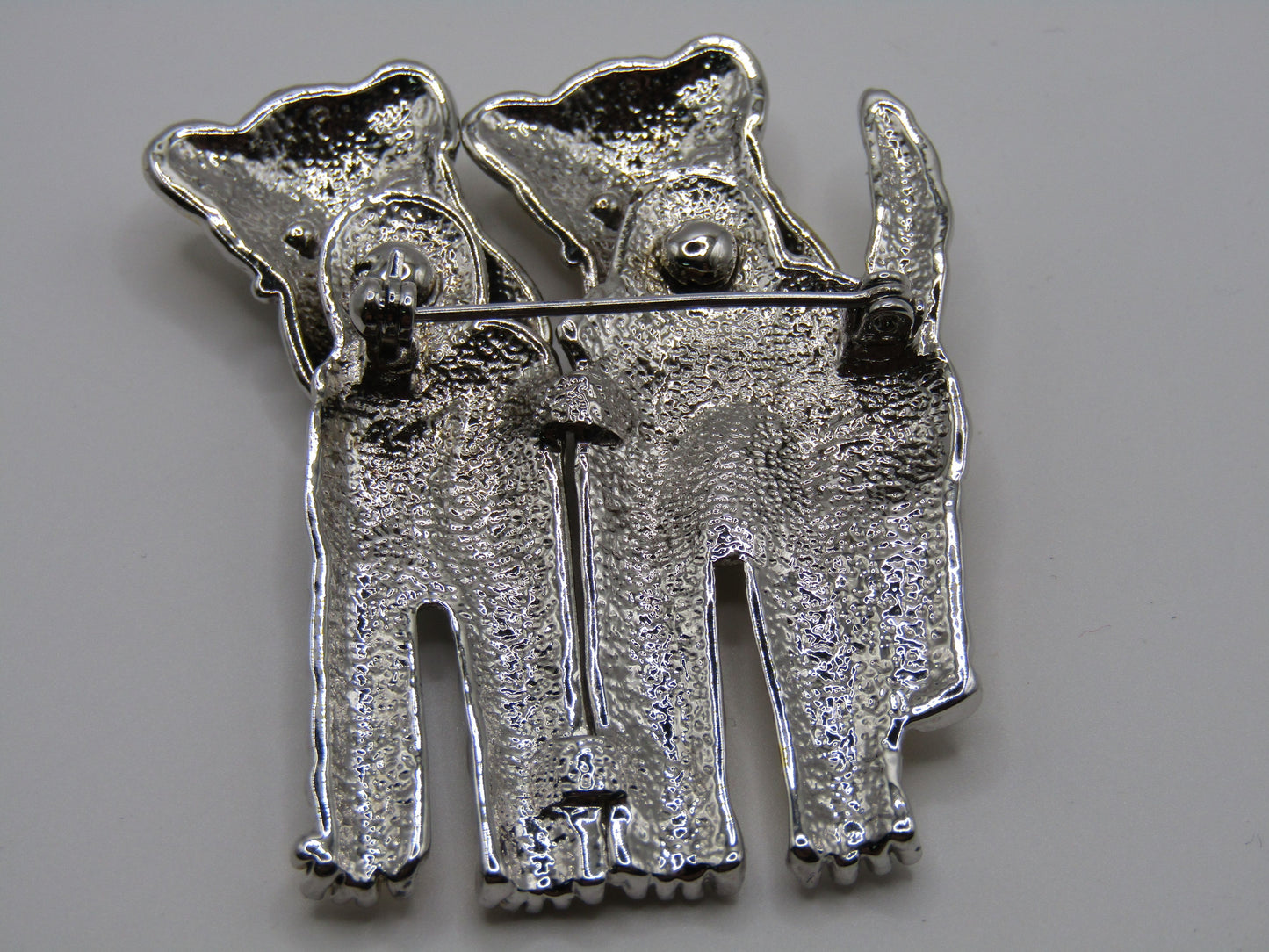 Silver & Gold Plated Articulated Terrier Dog Brooch Pin