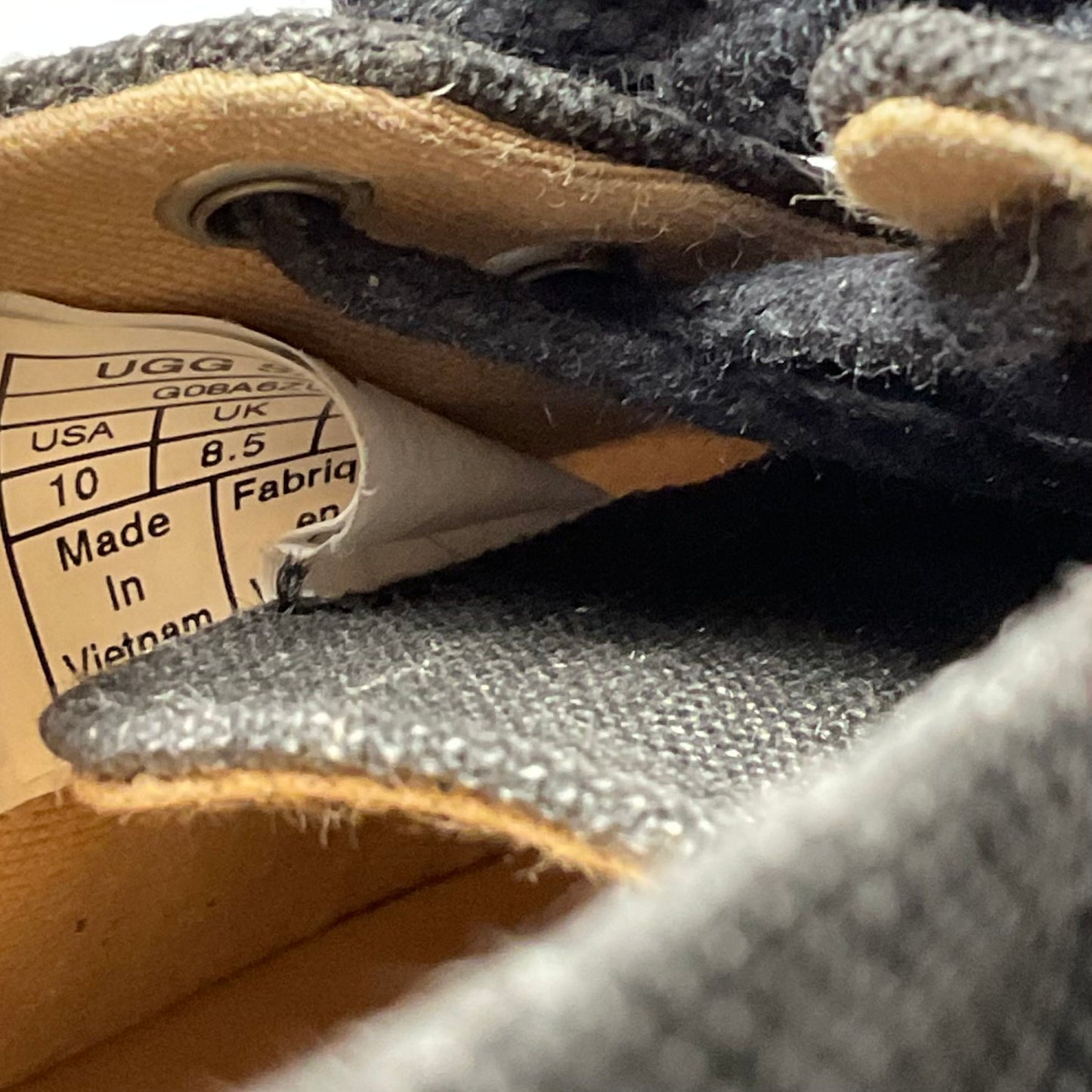 Ugg Nolita Black Grey Nubuck Fabric Oxford Flat Women Size 10