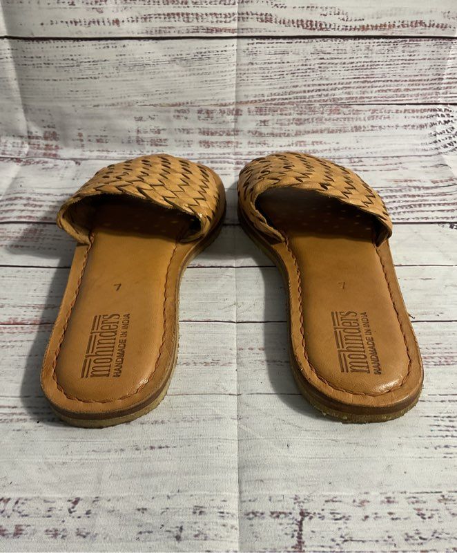 Mohinders Handmade Shoes Brown Leather Slip-On Sandals Unisex Size 7