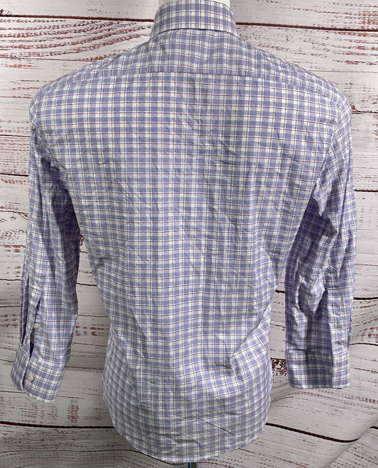 Liberty Shirt Co Plaid Checkered 3/4 Sleeve Shirt Blue Multicolor