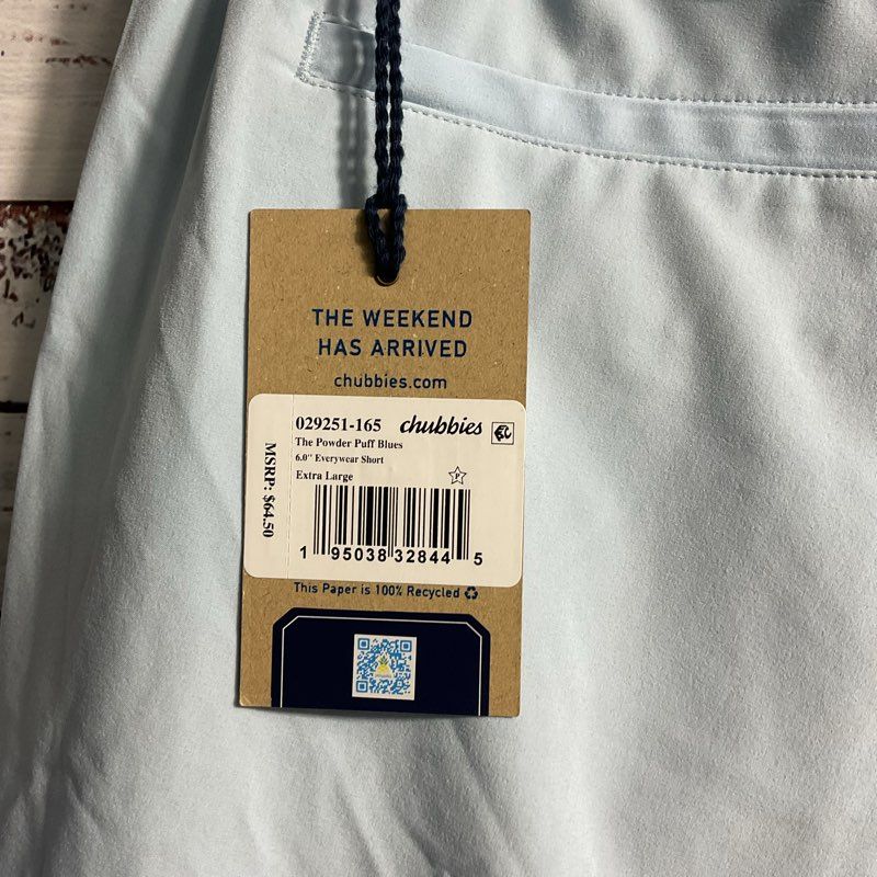 NWT Chubbies Powder Puff Blue Everywear 6" Shorts - Size XL