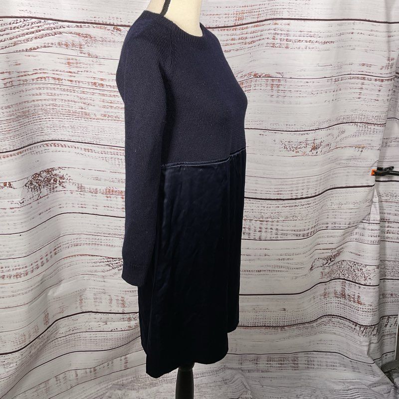 A.P.C. Women's Navy Blue Wool Knit and Silk Dress- SZ S