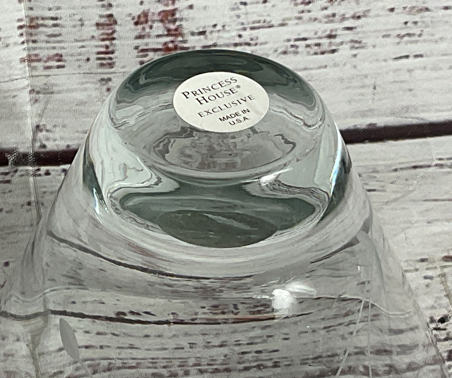 Princess House Etched Floral Set of 2 Stemless Martini Glasses Clear