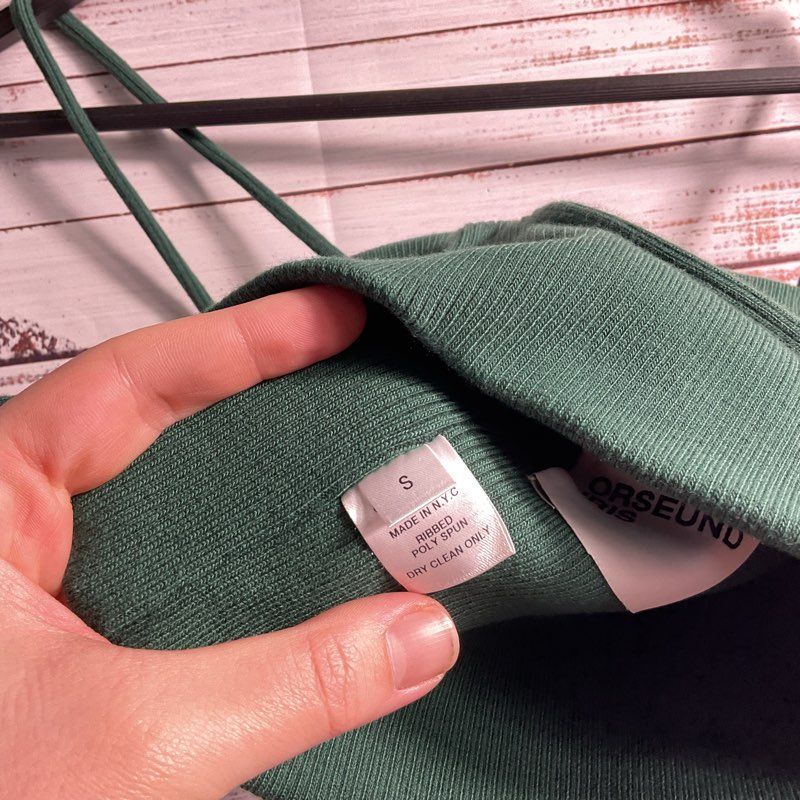 Orseund Iris Green Ribbed Poly Underwire Spaghetti Strap Cropped Tank Top sz S