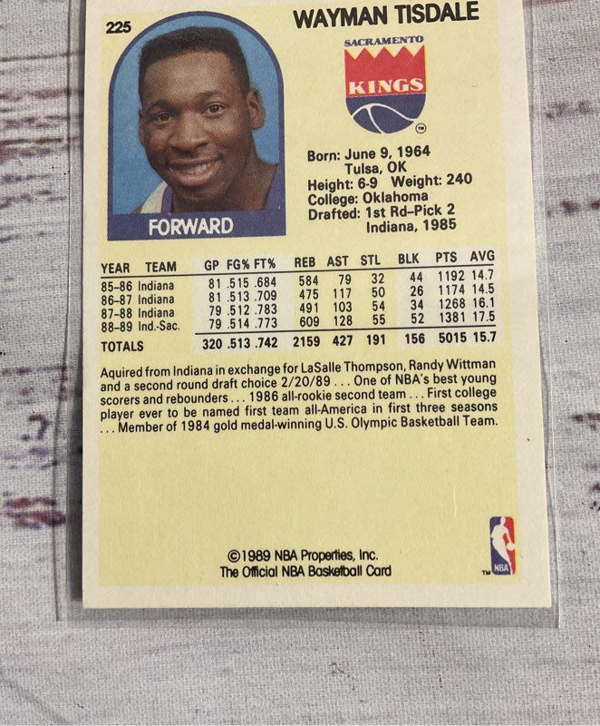 Vintage Wayman Tisdale Signed 1989 NBA Hoops #225 Trading Card