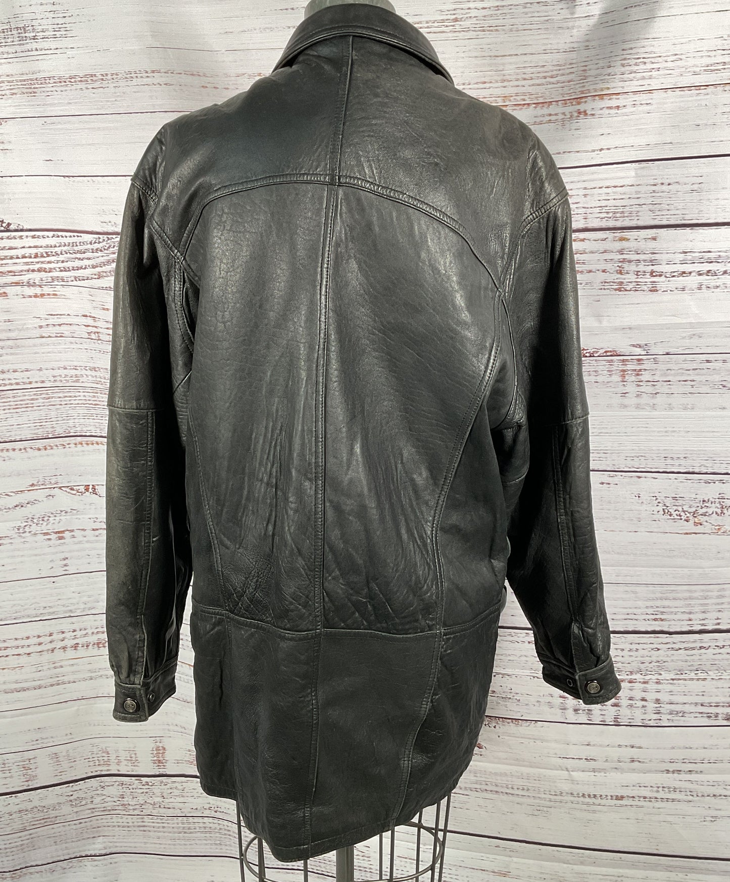 Euro Mond Of California Men's Vintage Genuine Leather Jacket Black
