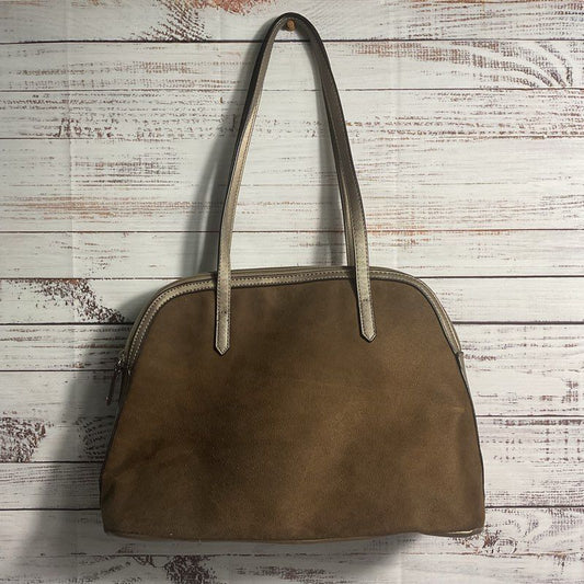 David Jones Brown Felt Top Handle Shoulder Bag 15" X 10" Purse