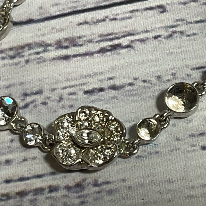 GIVENCHY Silver Tone & Rhinestone Tennis Bracelet- 7" (MISSING 2 STONES)