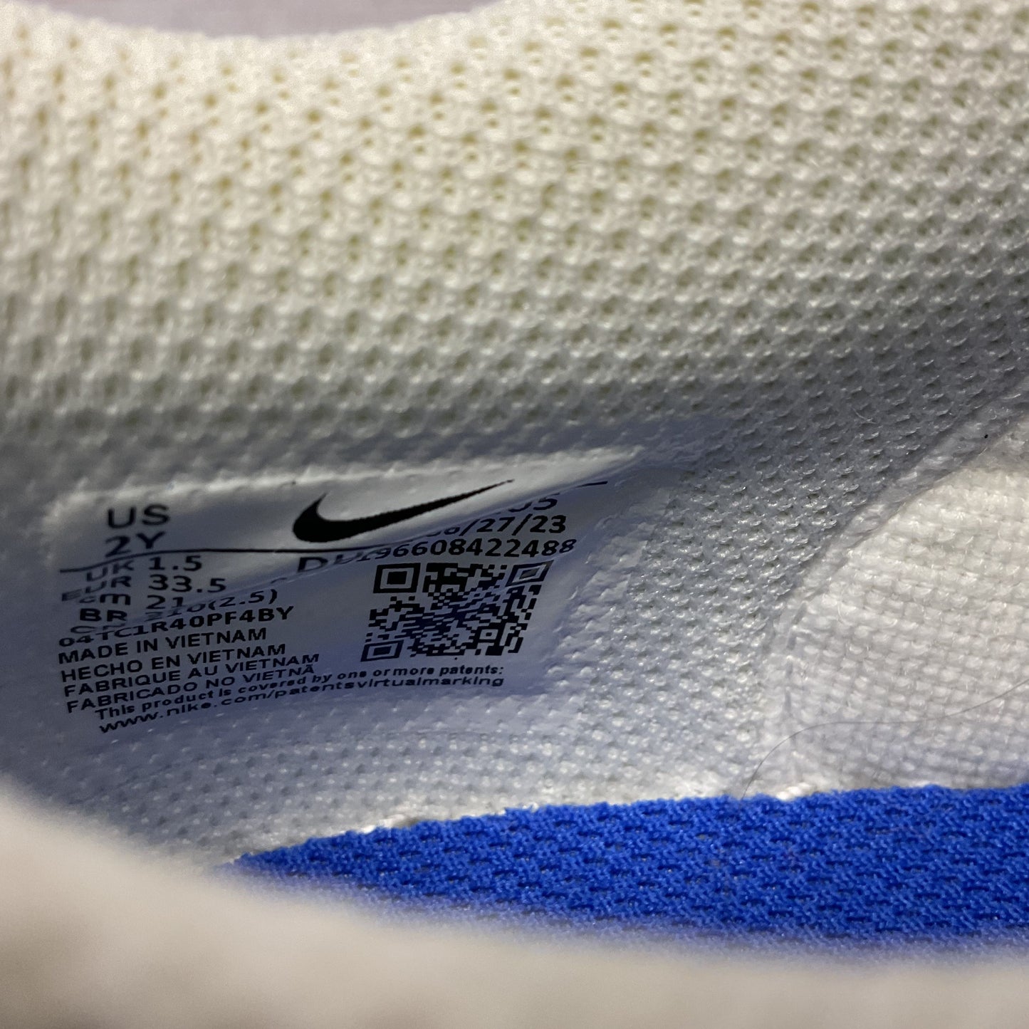 Nike Dunk Low Hyper Royal Blue White Sneaker Athletic Shoe Kids 2Y