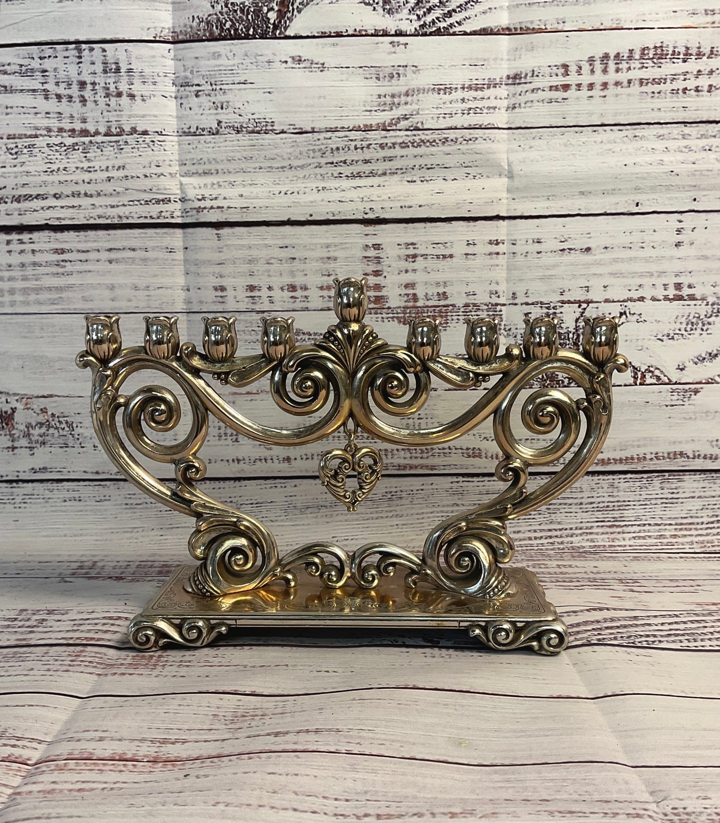 Traditional Scroll Brighton Silver Silver Plated Menorah
