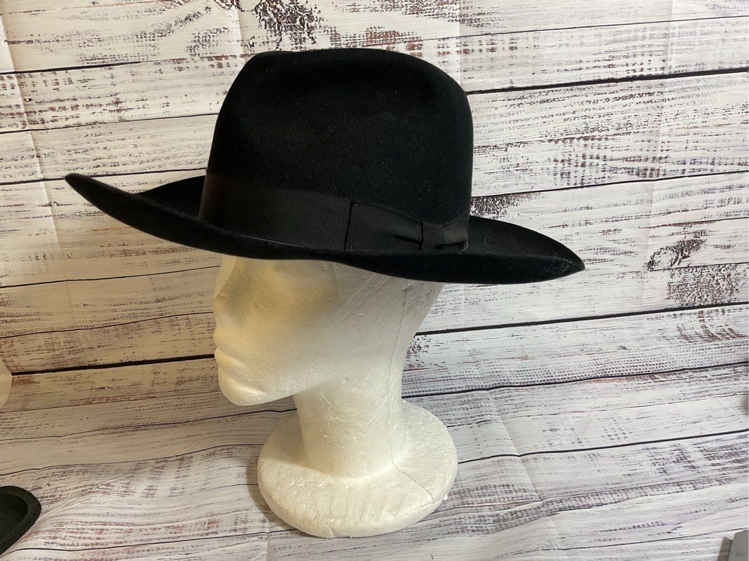 PRIMO HATTERS Women's Black Pluma Fedora Hat- SZ 22.25"